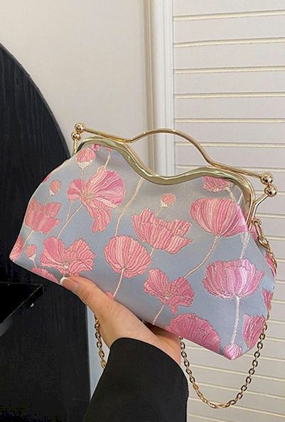 Lotus Embroidery Chic: Embrace Sophistication with our Crossbody Statement Piece!