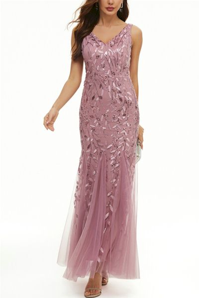 Load image into Gallery viewer, Opulent Elegance Pink Maxi Gown
