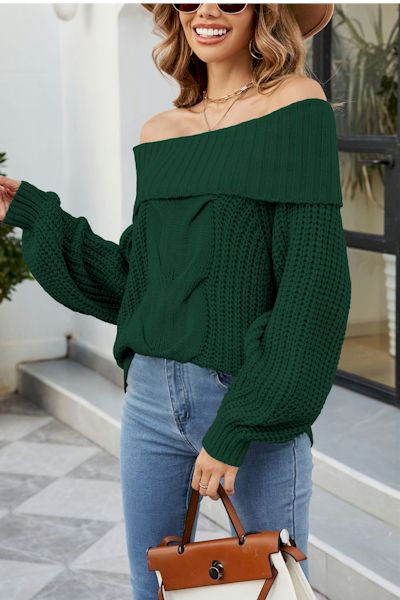 Sculpt Your Style: Off-The-Shoulder Lantern Sleeve Sweater