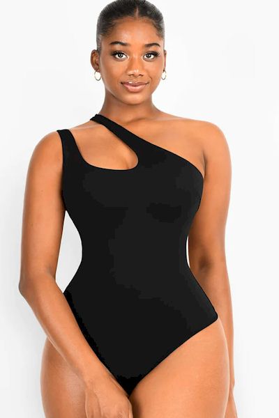 Load image into Gallery viewer, One-Shoulder Cut Out Shapewear Bodysuit: Elegance and Comfort in One
