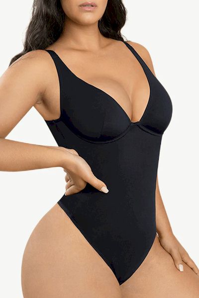 Load image into Gallery viewer, Flawless All Day: Plunge V Neck Bodysuit for Maximum Confidence and Comfort
