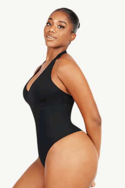 Load image into Gallery viewer, Luxury Sculpting: Premium Fabric Hanging Neck Bodysuit for Silhouette
