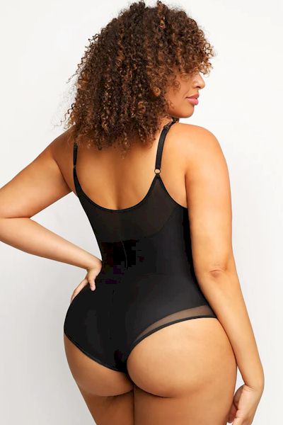 LIGHT SUPPORT - Maximum Coverage Bodysuit Shapewear: V-Neck, Creative Design, and Smooth Lines