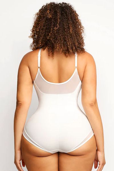 LIGHT SUPPORT - Maximum Coverage Bodysuit Shapewear: V-Neck, Creative Design, and Smooth Lines