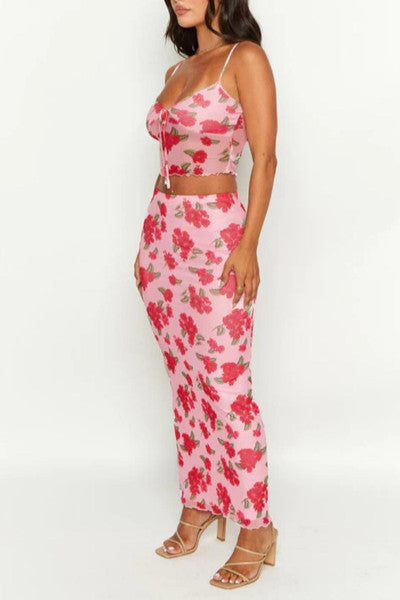 Load image into Gallery viewer, Feel Confident and Captivating in This See-Through Mesh Maxi Skirt Set
