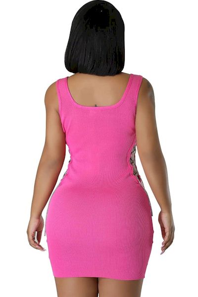 Load image into Gallery viewer, Barbie Pink Strapless Mini Dress Back
