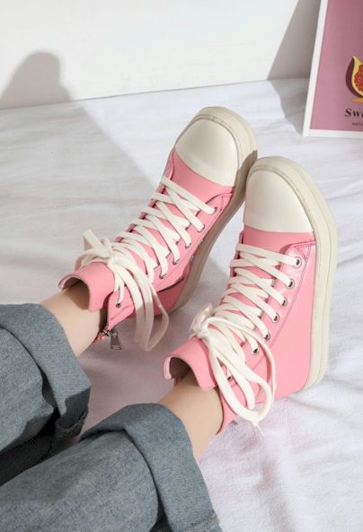 Load image into Gallery viewer, Sassy Pink PU Zip-Up Lace-Up Flats: The Perfect Fun Shoes
