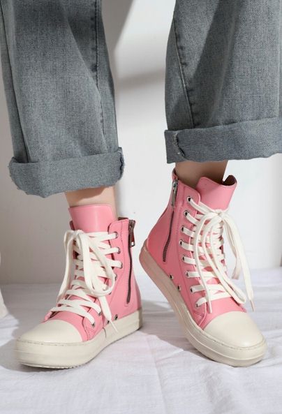 Sassy Pink PU Zip-Up Lace-Up Flats: The Perfect Fun Shoes