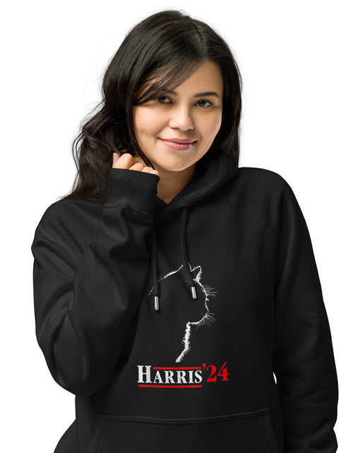 Load image into Gallery viewer, Harris 2024  Cat Unisex eco raglan hoodie
