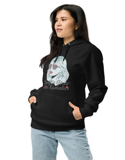 Load image into Gallery viewer, Swiftie&#39;s for Kamala Harris for President Hoodie Unisex eco raglan hoodie
