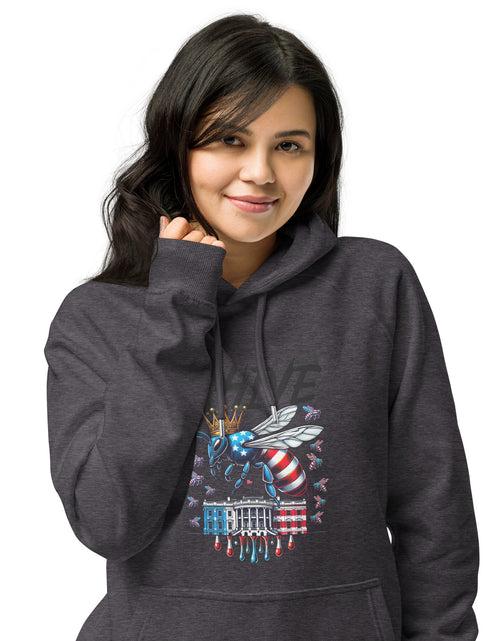 Load image into Gallery viewer, KHIVE - Madam President Kamala Harris Unisex eco raglan hoodie
