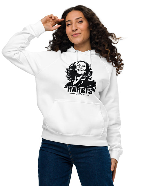 Load image into Gallery viewer, Kamala Harrir Image Unisex eco raglan hoodie
