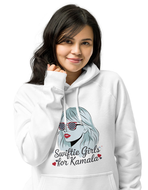 Load image into Gallery viewer, Swiftie&#39;s for Kamala Harris for President Hoodie Unisex eco raglan hoodie
