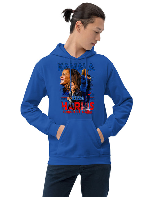 Load image into Gallery viewer, Kamala Harris - A Woman of Action Unisex Hoodie
