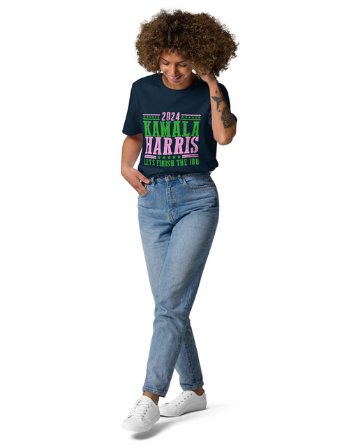 Load image into Gallery viewer, 2024 Kamala Harris - Let&#39;s Finish the Job - Unisex organic cotton t-shirt
