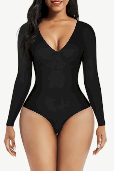 Load image into Gallery viewer, Sleek Sophistication: Long Sleeve Thong Bodysuit with Waist Control
