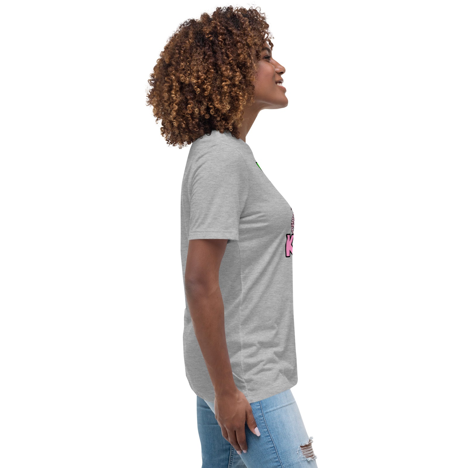 I'm with Kamala - Pink and Green Women's Relaxed T-Shirt