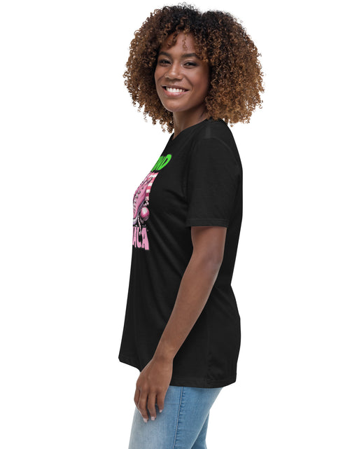 Load image into Gallery viewer, I&#39;m with Kamala - Pink and Green Women&#39;s Relaxed T-Shirt
