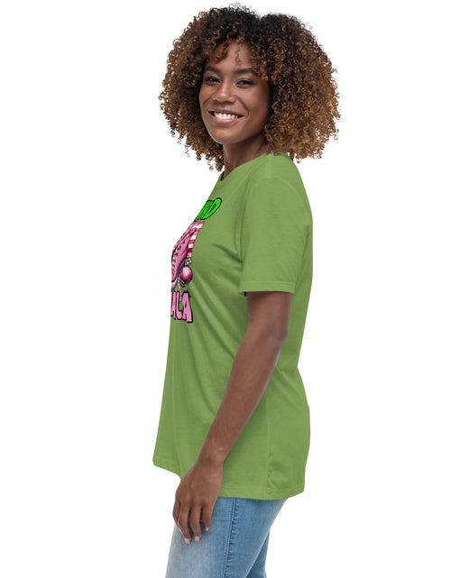 Load image into Gallery viewer, I&#39;m with Kamala - Pink and Green Women&#39;s Relaxed T-Shirt
