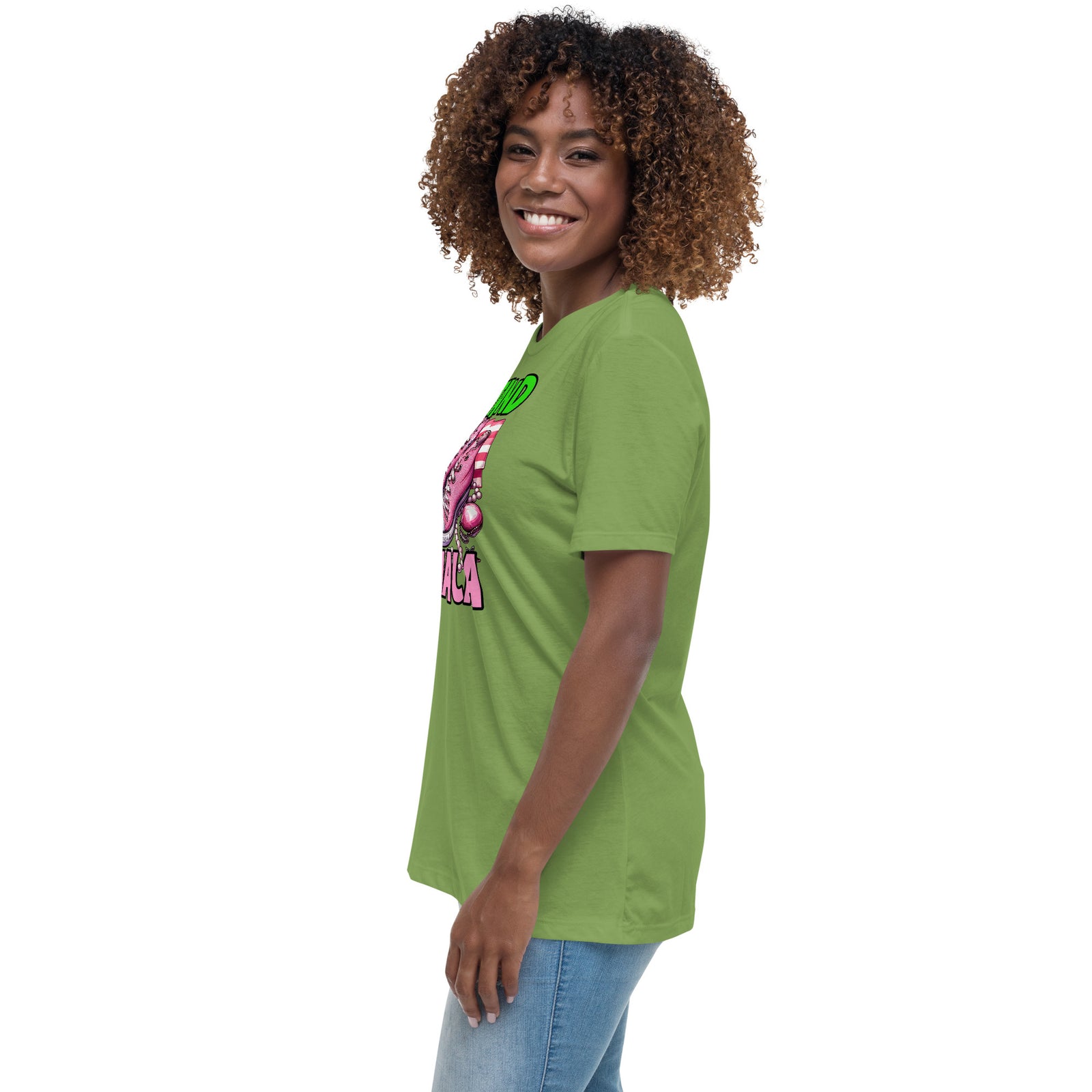 I'm with Kamala - Pink and Green Women's Relaxed T-Shirt