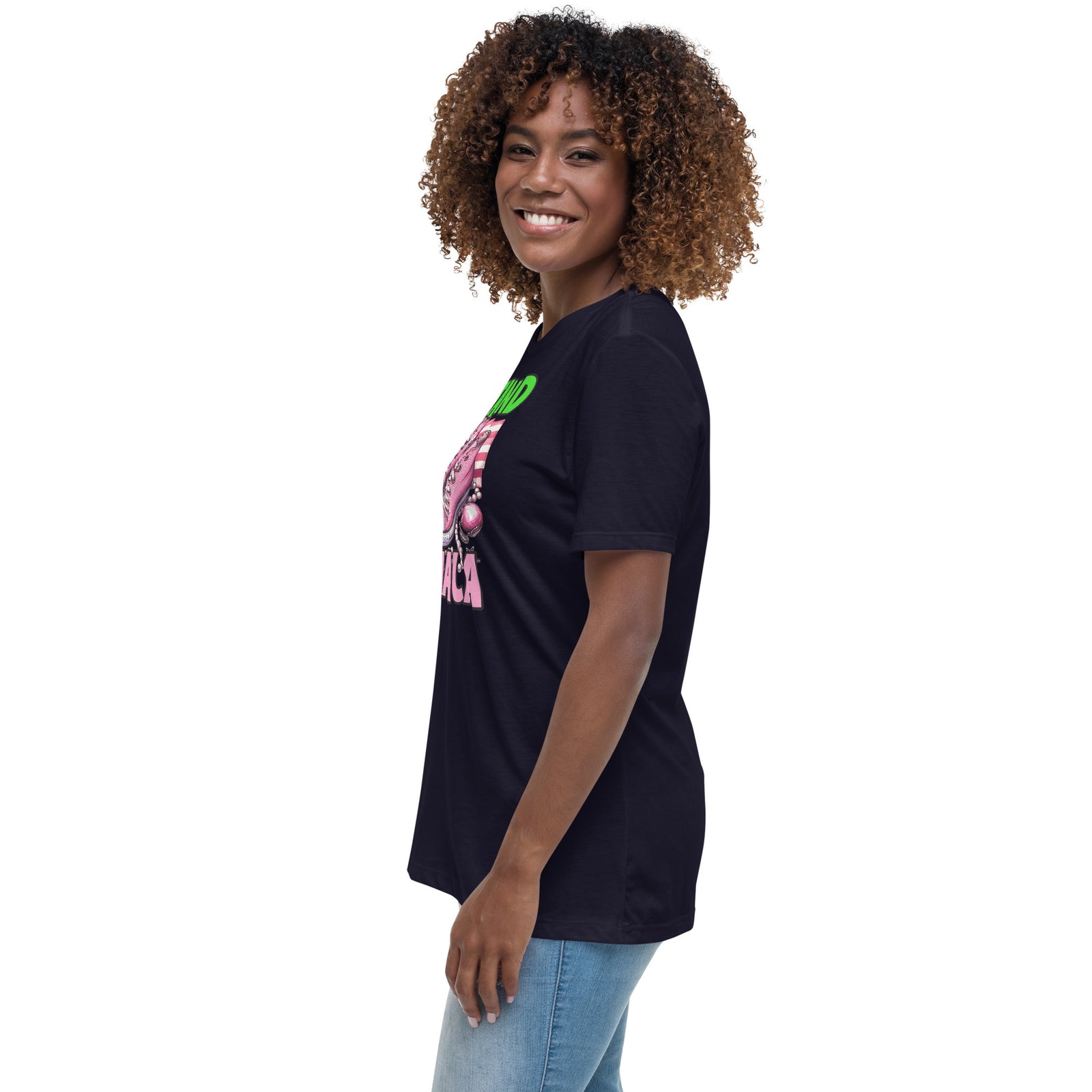 I'm with Kamala - Pink and Green Women's Relaxed T-Shirt