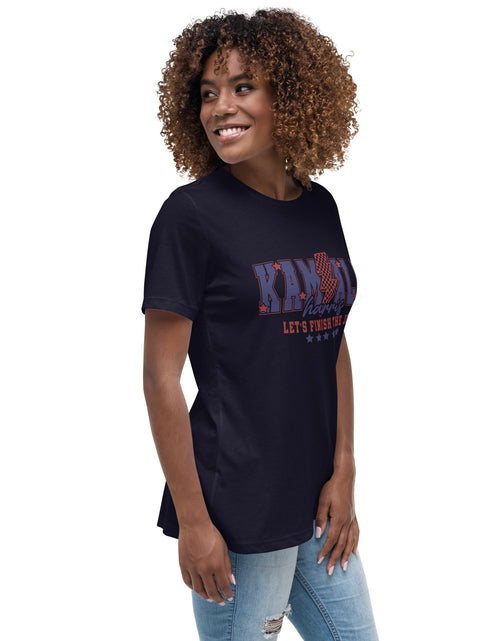 Load image into Gallery viewer, Kamala - Let&#39;s Finish the Job Women&#39;s Relaxed T-Shirt
