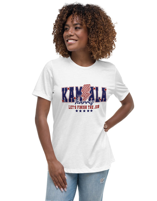 Load image into Gallery viewer, Kamala - Let&#39;s Finish the Job Women&#39;s Relaxed T-Shirt
