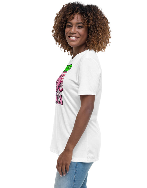 Load image into Gallery viewer, I&#39;m with Kamala - Pink and Green Women&#39;s Relaxed T-Shirt
