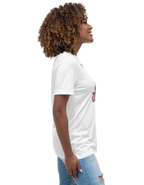 Load image into Gallery viewer, I&#39;m with Kamala - Pink and Green Women&#39;s Relaxed T-Shirt
