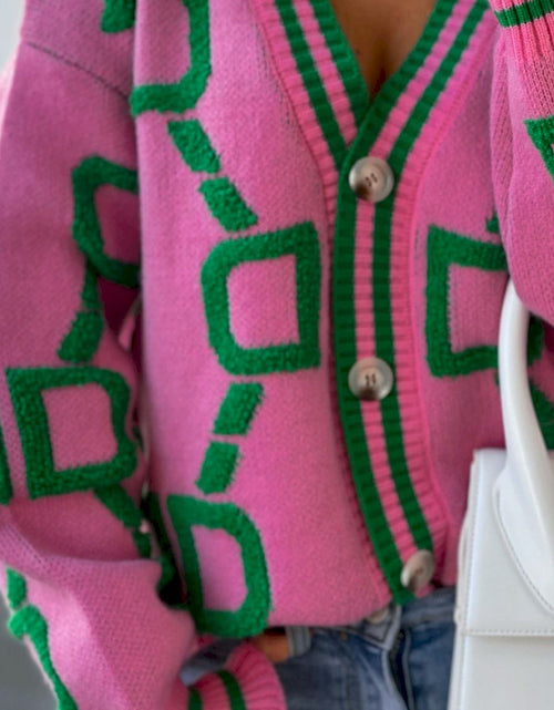 Load image into Gallery viewer, Statement-Making Oversized Sweater in AKA Pink and Green
