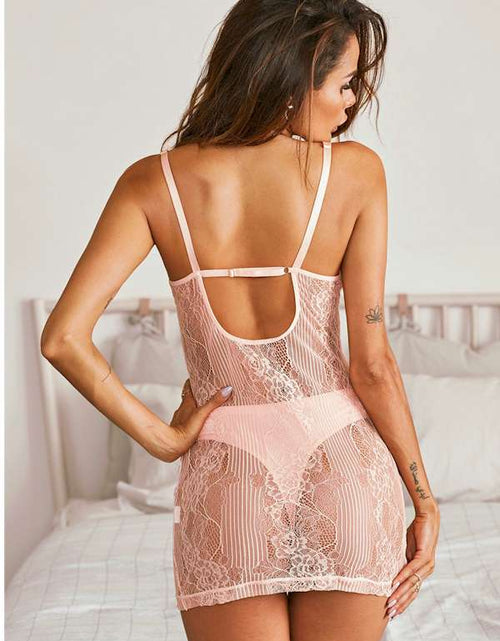 Load image into Gallery viewer, Babydoll Pink Lace Lingerie Slip Dress
