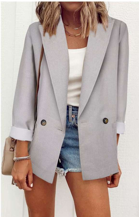 Buttoned Lapel Collar Blazer with Pocket