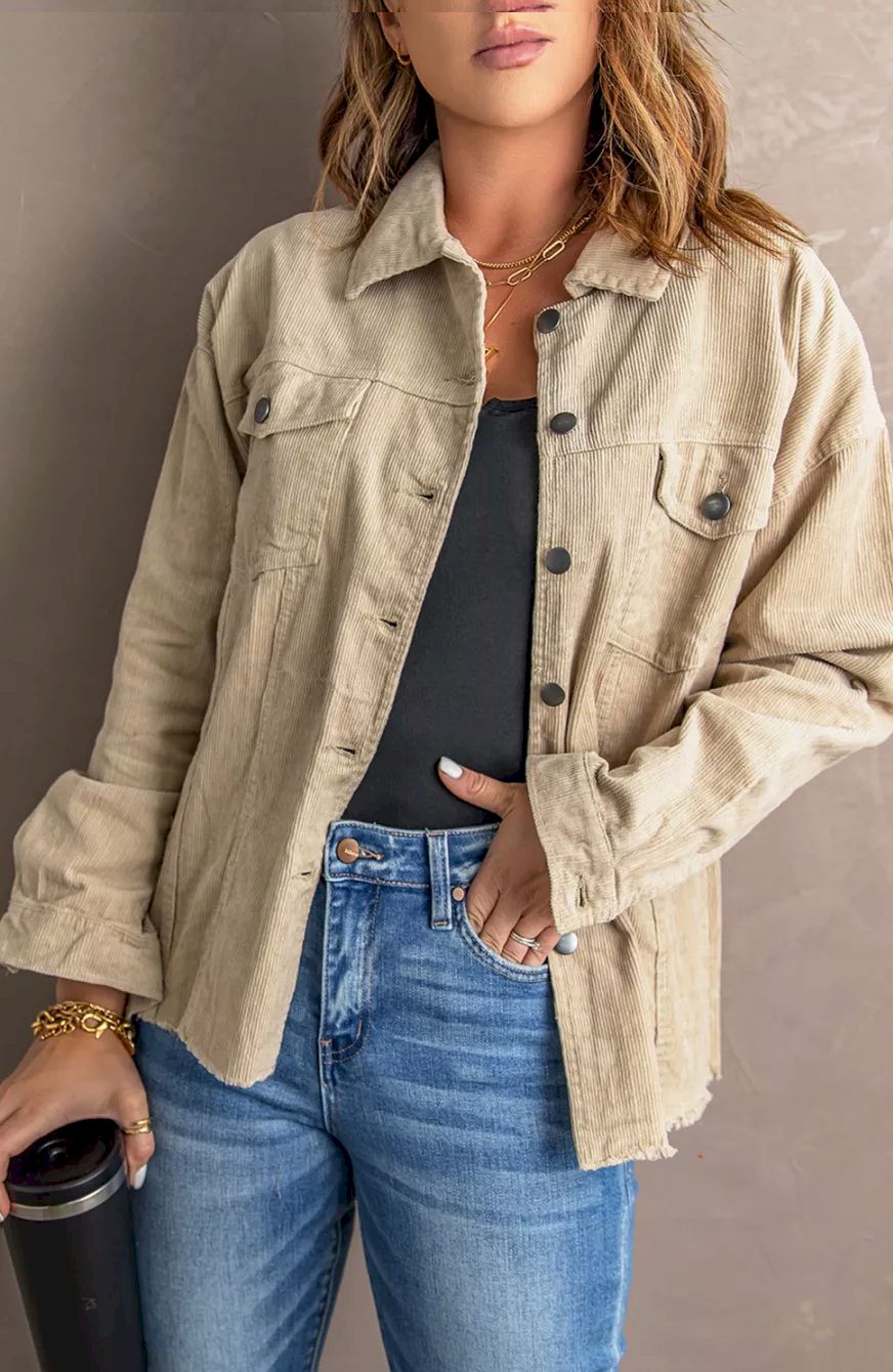 Corduroy Pocket Buttoned Jacket