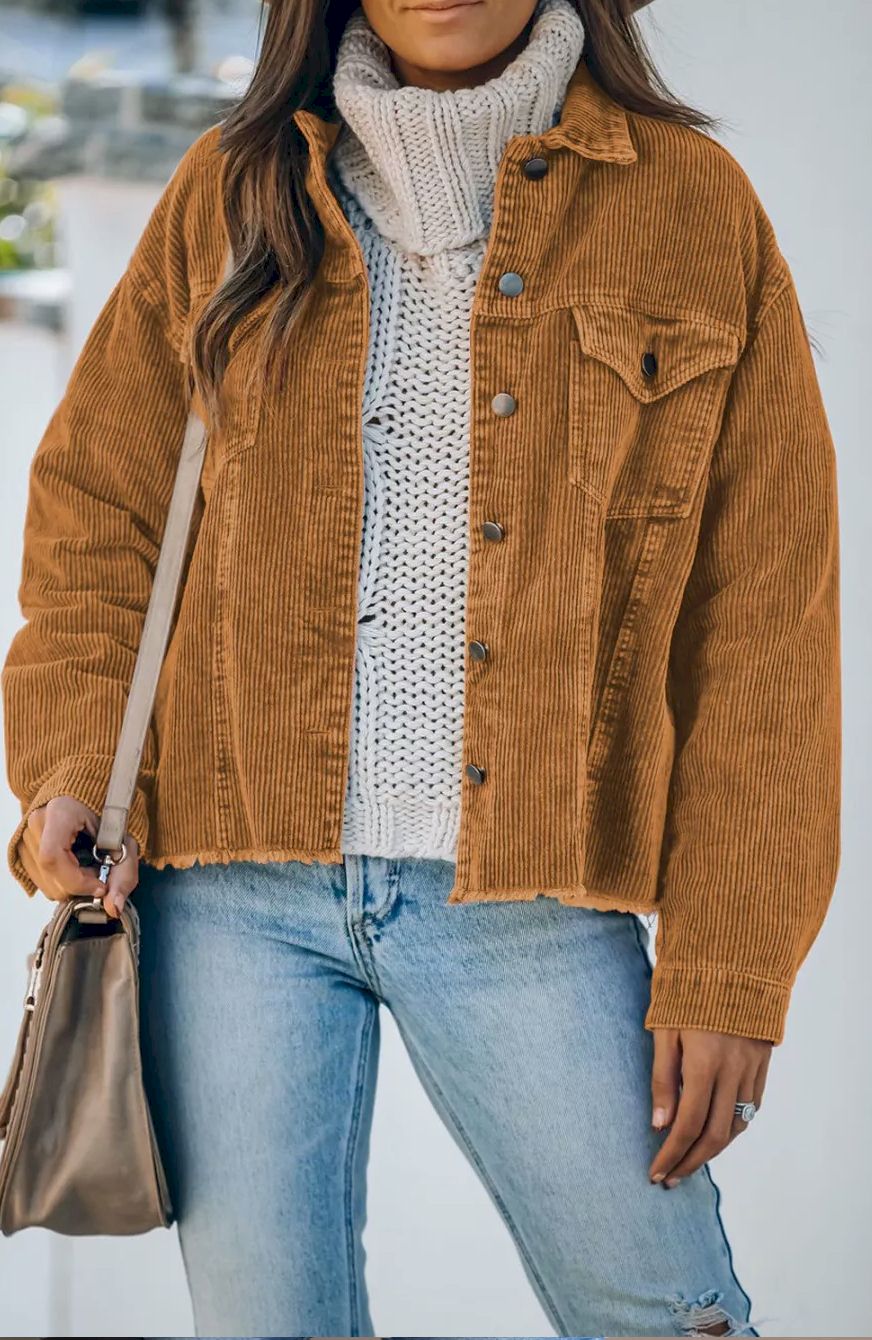 Corduroy Pocket Buttoned Jacket