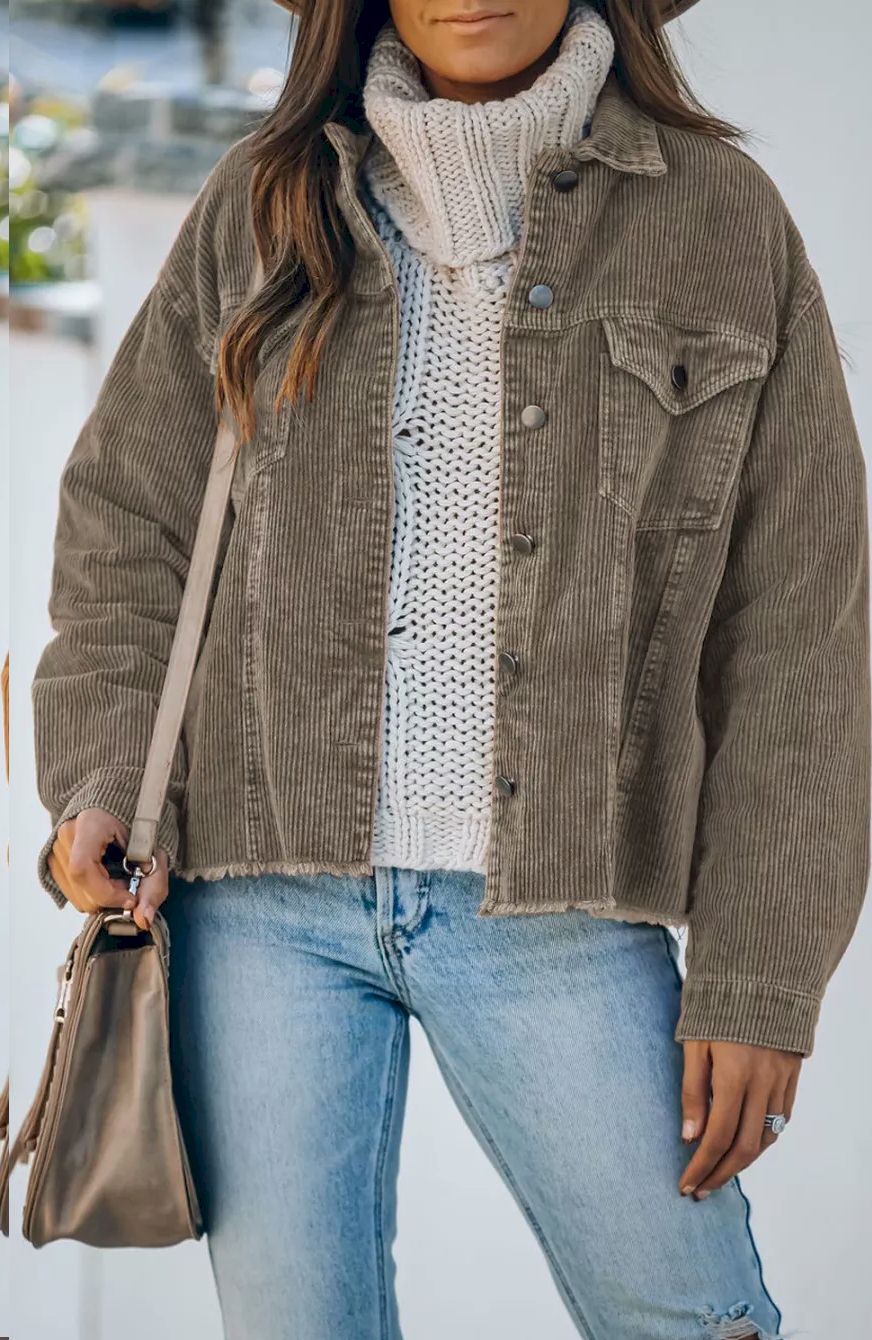 Corduroy Pocket Buttoned Jacket