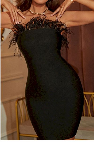 Load image into Gallery viewer, Feathery Sleeveless Backless Bodycon Sexy Mini Prom Dress
