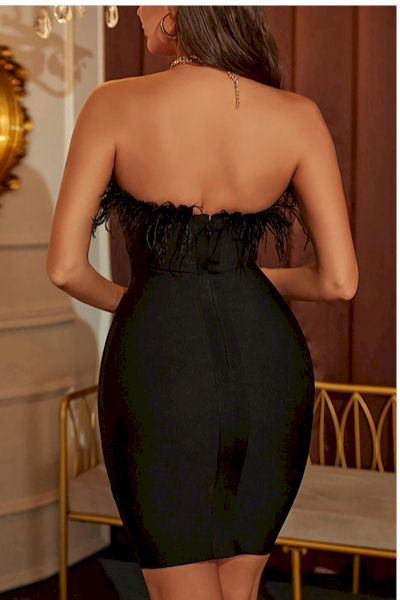 Load image into Gallery viewer, Feathery Sleeveless Backless Bodycon Sexy Mini Prom Dress
