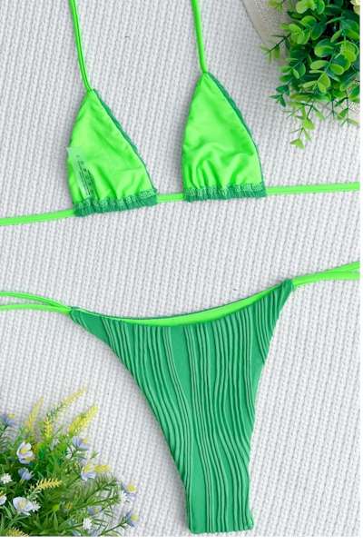 Unpadded Halter-Neck Tied Triangle Sexy Hot Bikini Sets