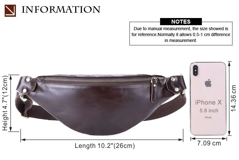 Genuine Crazy Horse Leather Men's Travel Fanny Pack