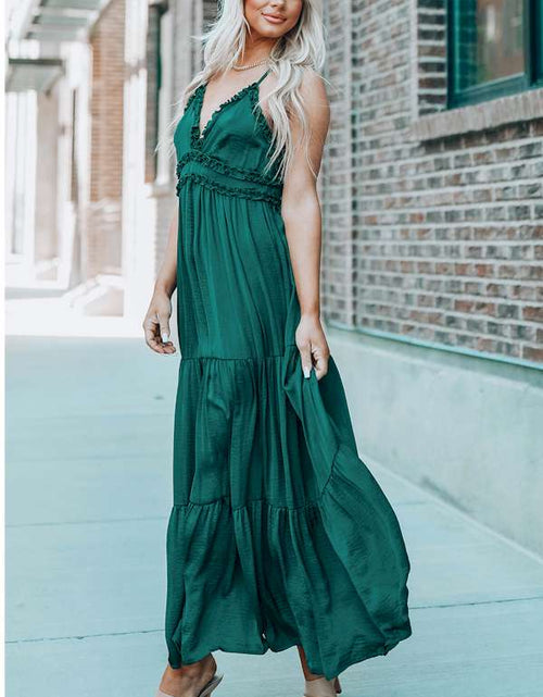 Load image into Gallery viewer, CrissCross Back Sleeveless Tiered Maxi Dress
