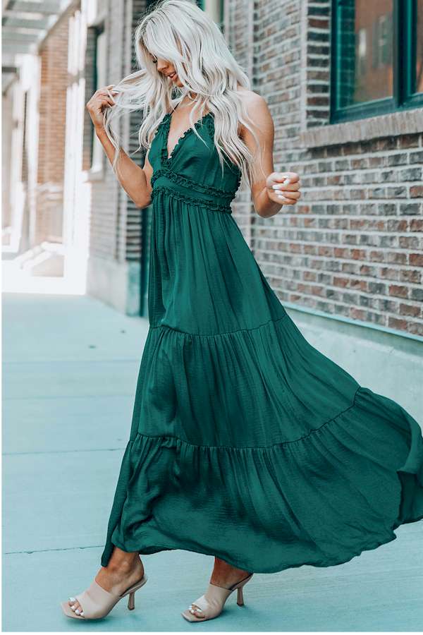 CrissCross Back Sleeveless Tiered Maxi Dress