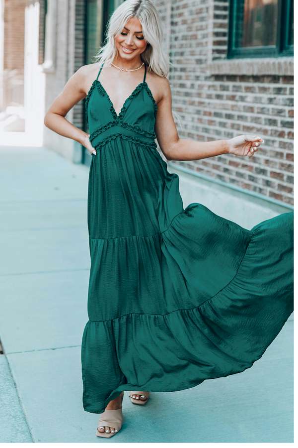 CrissCross Back Sleeveless Tiered Maxi Dress