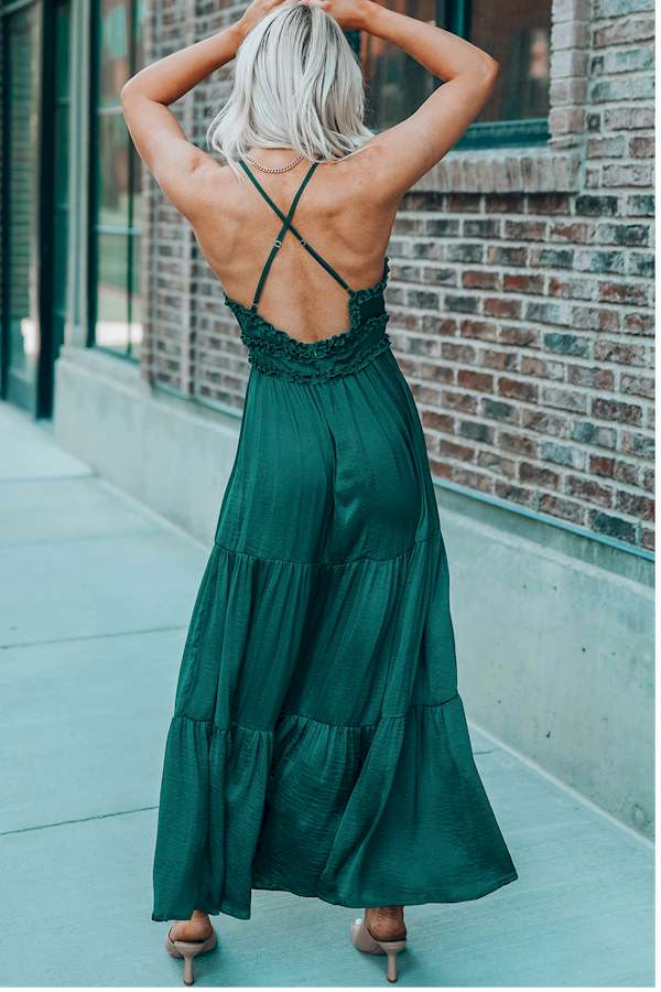 CrissCross Back Sleeveless Tiered Maxi Dress