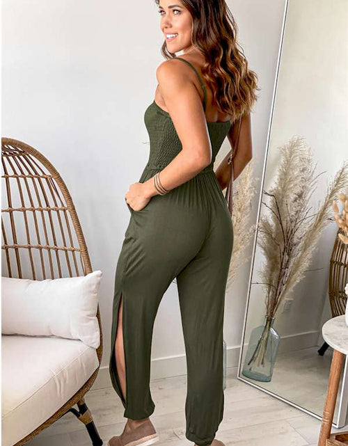 Load image into Gallery viewer, Look Fabulous in this Smocked Jogger Jumpsuit.
