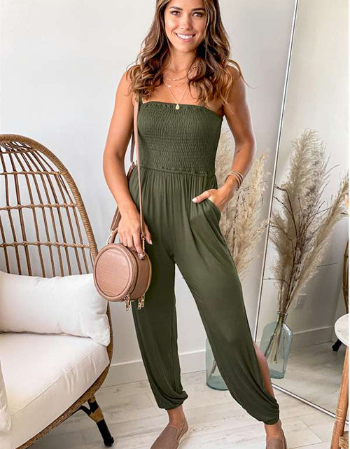 Load image into Gallery viewer, Look Fabulous in this Smocked Jogger Jumpsuit.
