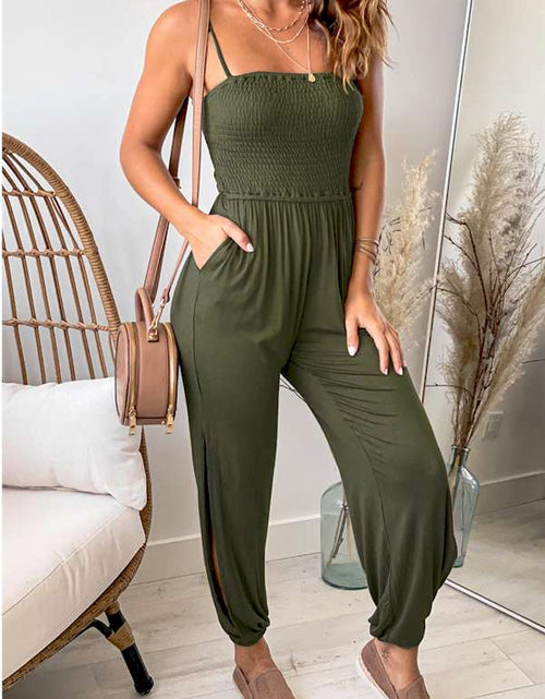 Load image into Gallery viewer, Look Fabulous in this Smocked Jogger Jumpsuit.
