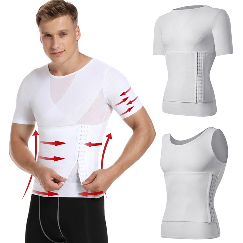 Mens Body Shaper Compression Shirts Abdomen Shapewear Tummy Slimming