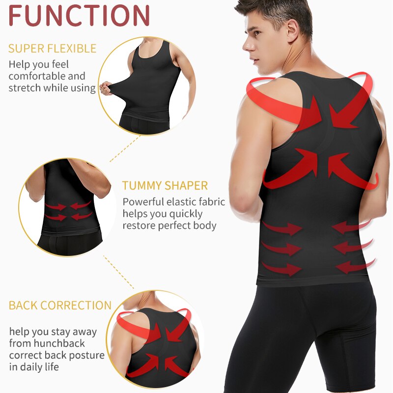 Body Shaper Chest Compression Shirts  Vest Tummy Control Shapewear