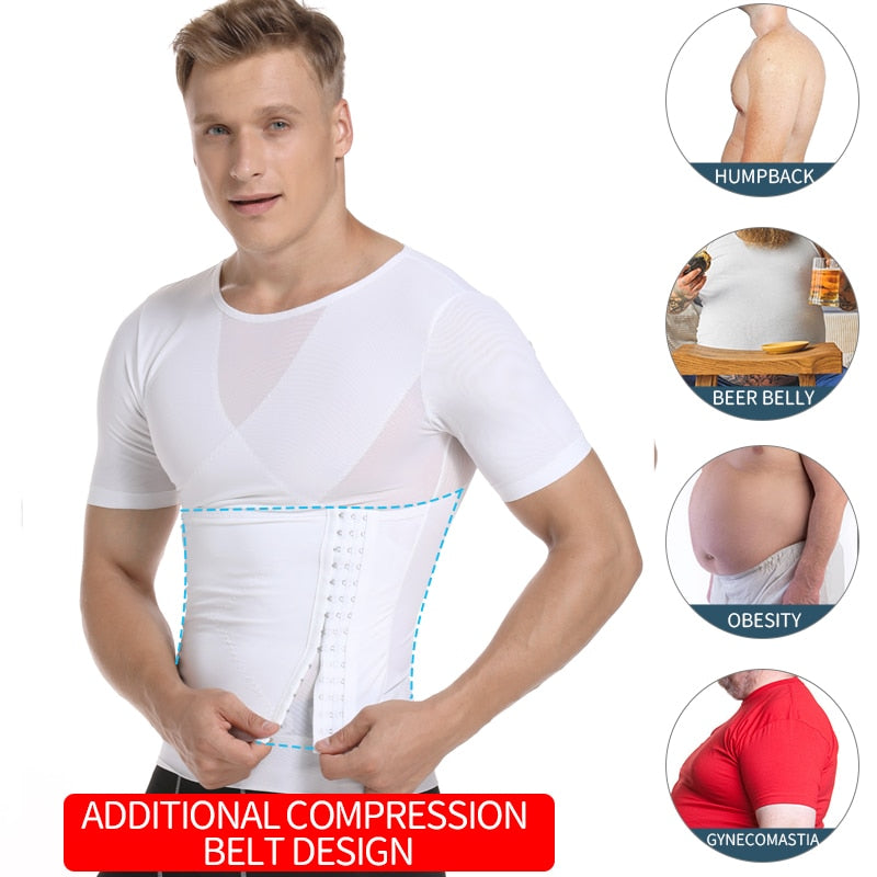 Mens Body Shaper Compression Shirts Abdomen Shapewear Tummy Slimming