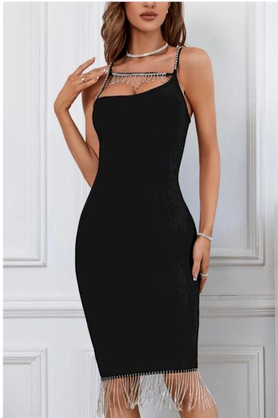 Load image into Gallery viewer, High Stretch One Shoulder Rhinestone Luxurious Mini Dress
